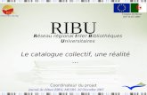 RIBU Le catalogue collectif, une réalité … Coordinateur du projet Réseau régional Inter Bibliothèques Universitaires.