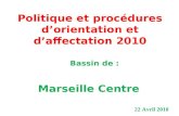 Politique et procédures d’orientation et d’affectation 2010 Bassin de : Marseille Centre 22 Avril 2010.