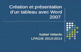Création et présentation d’un tableau avec Word 2007 Isabel Velarde LPAGIE 2013-2014.