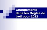 Changements dans les Règles de Golf pour 2012. Présentation Séminaire FFG Nouvelles définitions importantes Règles rencontrées tous les jours Autres.