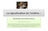La signalisation de l’arbitre : Signalisation des arbitres (Score). Posté par hainautrefs le 10 mai 2010 Petite révision des signaux devant être utilisés.
