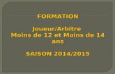 FORMATION Joueur/Arbitre Moins de 12 et Moins de 14 ans SAISON 2014/2015.