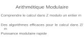 Arithmétique Modulaire Comprendre le calcul dans Z modulo un entier m Des algorithmes efficaces pour le calcul dans Z/m Puissance modulaire rapide.