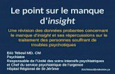Le point sur le manque d’insight Eric Teboul MD, CM Psychiatre Responsable de l’Unité des soins intensifs psychiatriques et Chef du service psychiatrique.