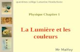 Physique Chapitre 1 Mr Malfoy quatrièmes collège Lamartine Hondschoote La Lumière et les couleurs.