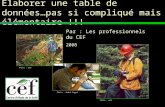 Élaborer une table de données…pas si compliqué mais élémentaire !!! Photo : André Gagné Photo : web Par : Les professionnels du CEF 2008.