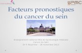 Facteurs pronostiques du cancer du sein Enseignement national DES de Gynécologie médicale Cancer du Sein Dr P. Kouchner – 28 novembre 2013.
