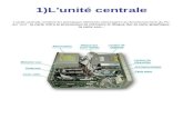 1)L'unité centrale L'unité centrale contient les principaux éléments nécessaires au fonctionnement du PC qui sont : la carte mère-le processeur-la mémoire-le.