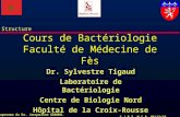 S.J.R.T. H.C.R. 12/12/2014 Structure Diaporama du Dr. Jacqueline GRANDO. Cours de Bactériologie Faculté de Médecine de Fès Dr. Sylvestre Tigaud Laboratoire.
