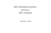 BD Relationnelles versus BD Objets Fariza Tahi. SGBD Relationnels Avantages des SGBD Relationnels (SGBDR) : - simplicité des concepts et du schéma - un.