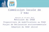 Commission locale de l'eau Réunion du 18 mars 2013 Révision du SAGE Propositions de modifications au PAGD Projet de Déclaration environnementale Adoption.