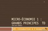 MICRO-ÉCONOMIE 1 : GRANDS PRINCIPES TD JEAN-LOUIS PERRAULT UE1 Introduction à l’économie 1.