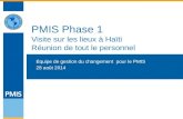 PMIS Phase 1 Visite sur les lieux à Haïti Réunion de tout le personnel  Équipe de gestion du changement pour le PMIS  28 août 2014.
