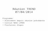 Réunion TREND 07/04/2014 Programme: Avancement depuis réunion précédente Contrat NAOC-LPNHE Prochaines étapes.