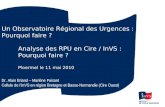 Un Observatoire Régional des Urgences : Pourquoi faire ? Analyse des RPU en Cire / InVS : Pourquoi faire ? Ploermel le 11 mai 2010 Dr. Alain Briand – Marlène.