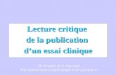M. Bronnec et A. Sauvaget Pôle universitaire d’addictologie et de psychiatrie Lecture critique de la publication d’un essai clinique.