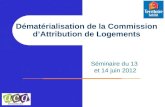 Séminaire du 13 et 14 juin 2012 Dématérialisation de la Commission d’Attribution de Logements.