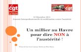 13 Décembre 2011 Journée Interprofessionnelle de mobilisation contre l’austérité Un millier au Havre pour dire NON à l’austérité ! Photos de Jean-Louis.