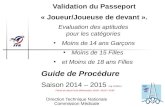 Validation du Passeport « Joueur/Joueuse de devant ». Evaluation des aptitudes pour les catégories Moins de 14 ans Garçons Moins de 15 Filles et Moins.