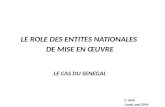 LE ROLE DES ENTITES NATIONALES DE MISE EN ŒUVRE LE CAS DU SENEGAL E. Seck Lomé, mai 2014.