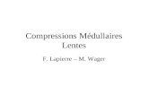 Compressions Médullaires Lentes F. Lapierre – M. Wager.