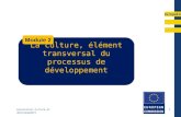 EuropeAid Association Culture et développement 1 La culture, élément transversal du processus de développement Module 2.