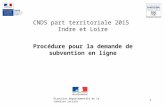 1 CNDS part territoriale 2015 Indre et Loire Procédure pour la demande de subvention en ligne Direction départementale de la cohésion sociale.