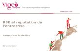 RSE et réputation de l'entreprise Entreprises & Médias 28 février 2013