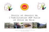 Droits et devoirs de l’habilitation AOP huile et Olive de Nice 1 Guide d’accueil des opérateurs AOP Huile et Olive de Nice.