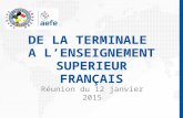 DE LA TERMINALE A L’ENSEIGNEMENT SUPERIEUR FRANÇAIS Réunion du 12 janvier 2015.