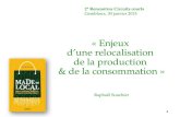 « Enjeux d’une relocalisation de la production & de la consommation » Raphaël Souchier 2° Rencontres Circuits courts Gembloux, 30 janvier 2015.