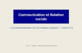 Communication et Relation sociale « La communication sur les réseaux sociaux » - Cours n°2 LEA 1 ère année – Paris 3 Sorbonne Nouvelle.