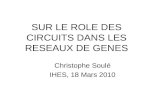 SUR LE ROLE DES CIRCUITS DANS LES RESEAUX DE GENES Christophe Soulé IHES, 18 Mars 2010.