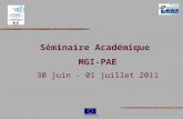 Séminaire Académique MGI-PAE 30 juin - 01 juillet 2011.