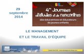 LE MANAGEMENT ET LE TRAVAIL D’ÉQUIPE 29 septembre 2014.