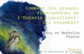 O BSERVA TOIRE sur la gouvernance de l’Ontario français Comment les groupes francophones de l’Ontario travaillent-ils ensemble? Élaine Déry et Nathalie.