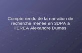 Compte rendu de la narration de recherche menée en 3DPA à l’EREA Alexandre Dumas.