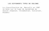 LES DIFFERENTS TYPES DE VOLCANS La classifiaction de Mercalli en 1907 se base sur le type de dynamisme du Volcan (Hawaien, Strombolien, Vulcanien, Péléen)