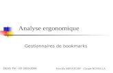 Analyse ergonomique Gestionnaires de bookmarks DESS TNI - IDI 2003-2004 Priscilla MINATCHY - Claude NOVELLA.