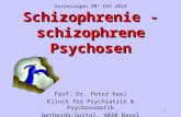 1 Schizophrenie - schizophrene Psychosen Prof. Dr. Peter Keel Klinik für Psychiatrie & Psychosomatik Bethesda-Spital, 4020 Basel Vorlesungen ZM/ FHS 2010.