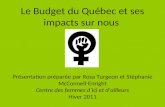 Le budget du Québec et ses impacts sur nous