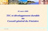 TIC et développement durable François Marc Conseil Général Finistère
