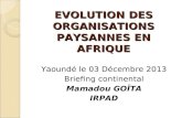 EVOLUTION DES ORGANISATIONS PAYSANNES EN AFRIQUE