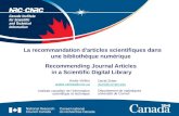La recommandation d'articles scientifiques dans une bibliothèque numérique