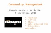 Compte-rendu d'activité - Community Management - Orange RockCorps