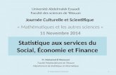 Statistique appliquée au social, l'économie, la gestion et la finance