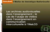 Les archives audiovisuelles dans l’enseignement : le cas de l’usage de vidéos dans l’enseignement en communication interculturelle à l’INaLCO, Elisabeth de PABLO, 6 décembre