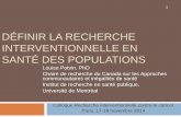 Colloque RI 2014 : Intervention de Louise POTVIN, PhD, (Institut de recherche en santé publique, Université de Montréal)
