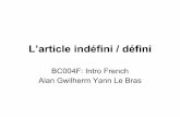 Bc004 F Week 8 Articles Indefinis Definis