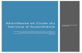 Manifeste et Code du Service d'Anesthésie